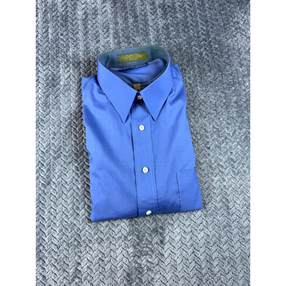 Bill Blass Signature Dress Pants Men 15.5 Blue Cotton Wrinkle Free Career Formal